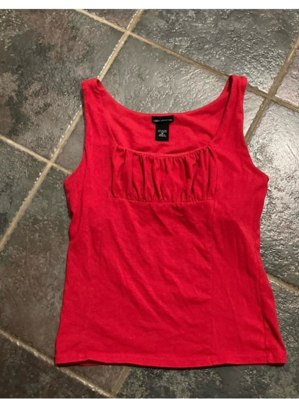 Vintage 90’s Moda International Red Ruched Chest Top Size M